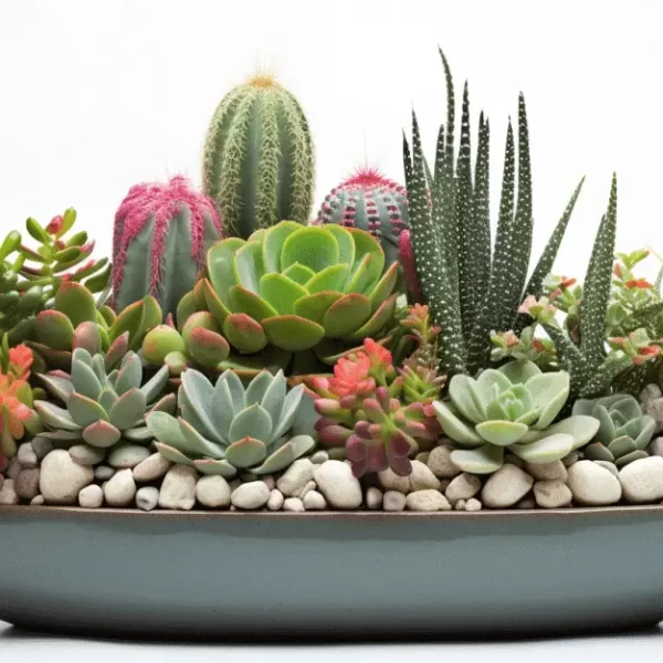 Astrofarer bowl shaped pot of beautiful cacti and succulents
