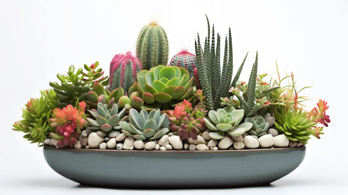 Astrofarer bowl shaped pot of beautiful cacti and succulents